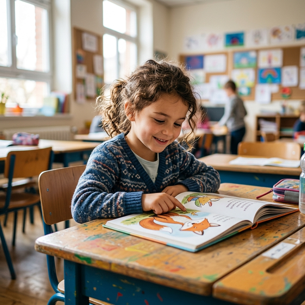 Okumayı Öğrenen İlkokul Öğrencisi